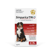 Simparica Trio 7 PACK for dogs 40.1-60kg - Flea, Tick ,Worm  (6 pck  plus 1 single dose pack) - SEVEN PACK 