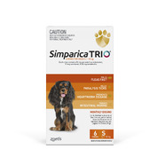 Simparica Trio 7 PACK for dogs 5.1-10kg - Flea, Tick , Worm Treatment ( 6 pck+ 1 Bonus Single pk) - SEVEN PACK 