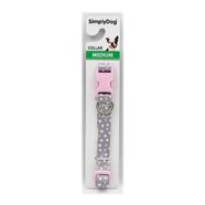 Simply Dog Collar Medium Pink/Grey with spots  16mm x 280mm to 380mm