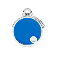 My Family ID Tag Basic Handmade Circle - Blue