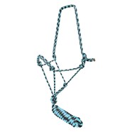 Fort Worth Rope Halter w/Lead - Black/Turquoise 10'