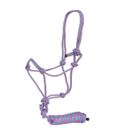 Fort Worth Rope Halter w/Lead - Hot Pink/Turquoise 10'