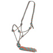 Fort Worth Rope Halter w/Lead - Orange/Teal 10'