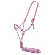 Fort Worth Rope Halter w/Lead - Pink/Grey 10'