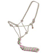 Fort Worth Rope Halter w/Lead - Pink/Lime 10'