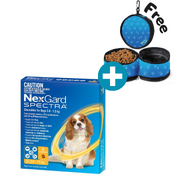 Nexgard Spectra for dogs 3.6- 7.5 kg Yellow 6pk for Small dogs *Free Travel Bowl 