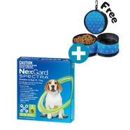 Nexgard Spectra for dogs 7.6 - 15kg Green 6pk for Medium dogs *Free Travel Bowl