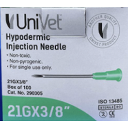 Univet Hypodermic Needles Box of 100 - 21g 3/8"