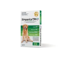 Simparica Trio SINGLE Dose pack for dogs 20.1-40kg -  1 Months Flea, Tick and Worming Treatment   *GREEN*