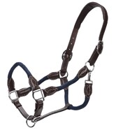 Jeremy & Lord Leather and Rope Halter - Brown w/Navy