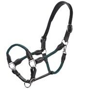 Jeremy & Lord Leather and Rope Halter - Black w/Hunter Green (Cob)