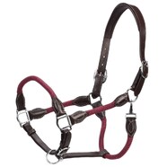 Jeremy & Lord Leather and Rope Halter - Brown w/Burgundy (Cob)