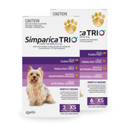 Simparica Trio for XSmall Dogs - 2.6 - 5kg Purple