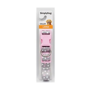 Simply Dog Collar Large Pink/Grey  with Spots 25mm x 410mm to 630mm