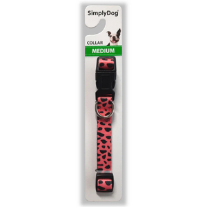 Simply Dog Collar Medium Leopard Pink  16mm x 280mm to 380mm