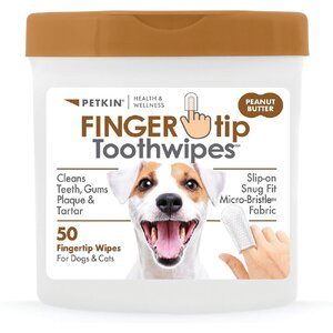 Petkin Fingertip Tooth Wipes Peanut Butter 50pk