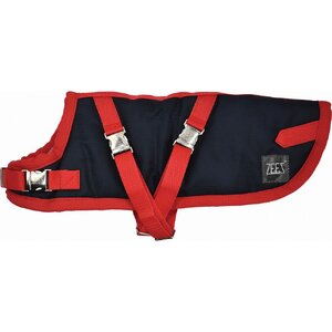 Zeez Supreme Dachshund Dog Coat Size 15 (38Cm) Navy Stone/Red