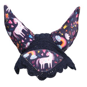 Bambino Ear Bonnet - Navy Unicorn