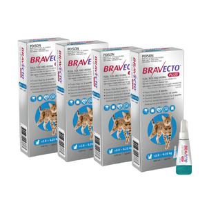 Bravecto Plus for Medium Cats (>2.8-6.25kg) Blue x 4pk