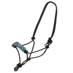 Fort Worth Rope Halter Leather Nose - Turquoise Flower