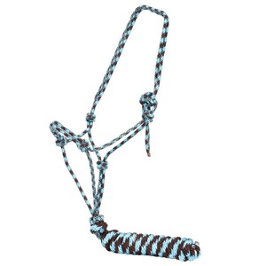 Fort Worth Rope Halter w/Lead - Chocolate/Turquoise 10'