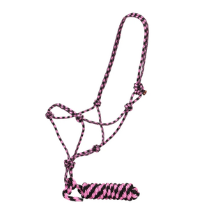 Fort Worth Rope Halter w/Lead - Hot Pink/Charcoal 10'