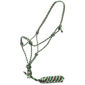 Fort Worth Rope Halter w/Lead - Lime/Purple 10'