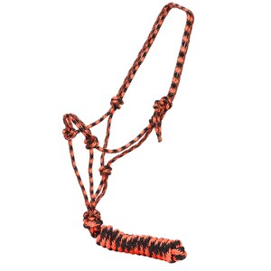 Fort Worth Rope Halter w/Lead - Orange/Black 10'