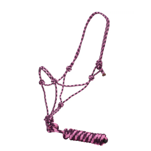 Fort Worth Rope Halter w/Lead - Purple/Pink 10'