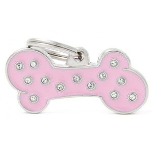 *CLEARANCE* Pet ID Tag Chic Bone Pink Small 3cm x 1.5cm