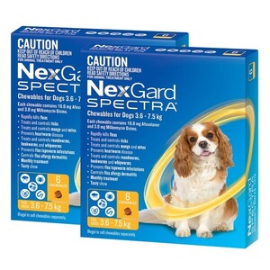 Nexgard Spectra for dogs 3.6- 7.5 kg Yellow 12pk for Small dogs (x2 6pk) * Current expiry March 2026