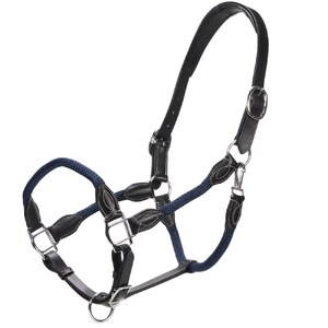 Jeremy & Lord Leather and Rope Halter - Black w/Navy (Cob)