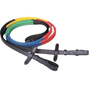 Training Reins with Different coloured sections Pony Black 105cm 