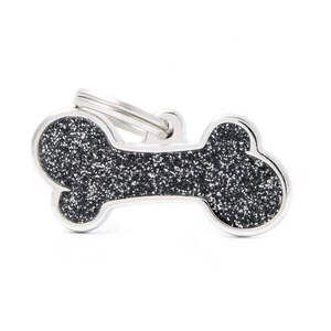 *CLEARANCE* Pet ID Tag Shine Large XL Black Bone 2.4cm x 5cm