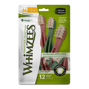 Whimzees Tooth Brush Star Value Bag Dental Dog Treat - Medium 12pk